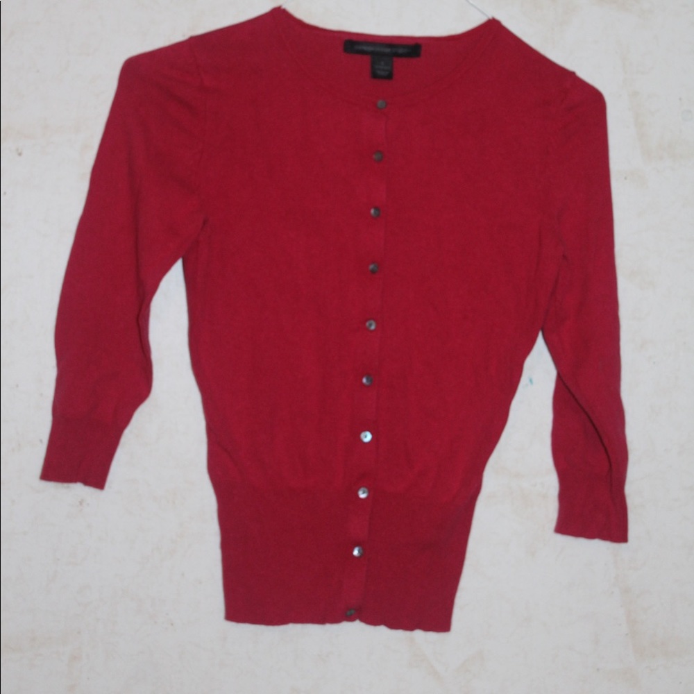 Red button up cardigan